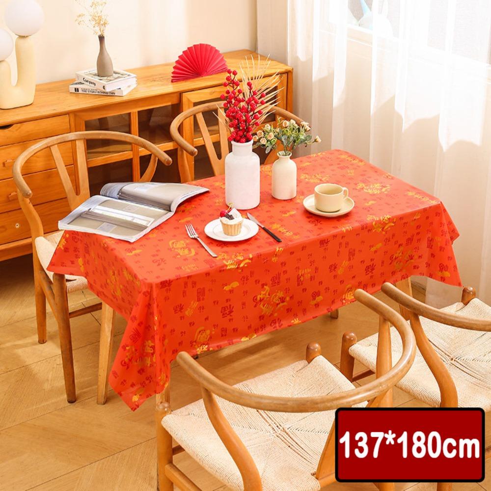 Thickened Chinese New Year Table Cloth PEVA Red Festive Table Cloth  New Year Party Supplies