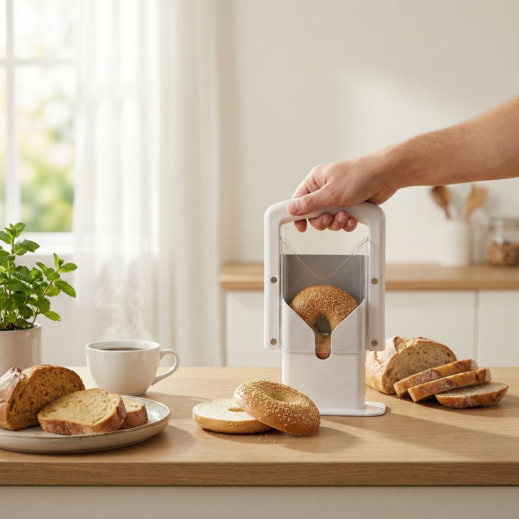 Bagel & Bread Guide - Adjustable Baking Mold & Cutting Stand, Safe And Even Slicing For Homemade Bagels And Breads