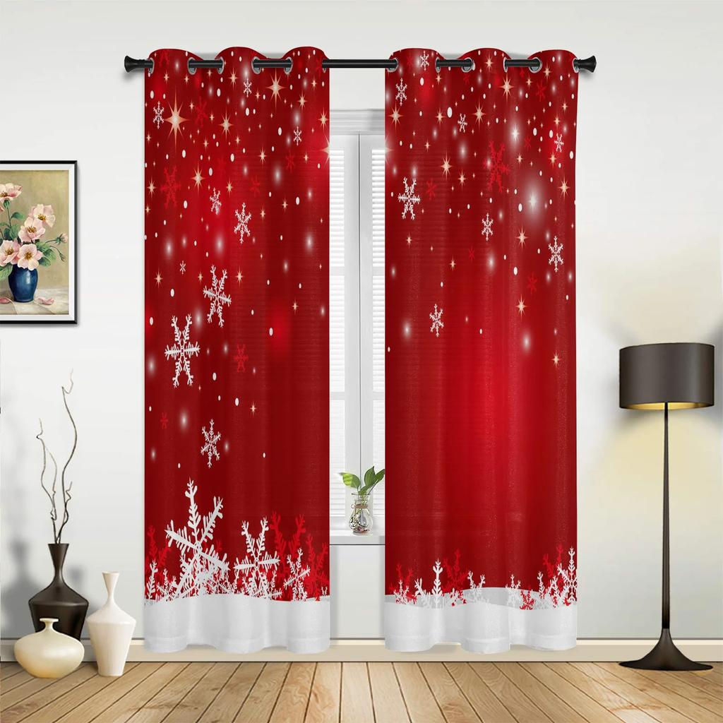 Christmas Snowflakes Window Curtains Decor for Home Bedroom Kitchen Living Room Christmas Ornament Xmas Gifts Navidad Natal