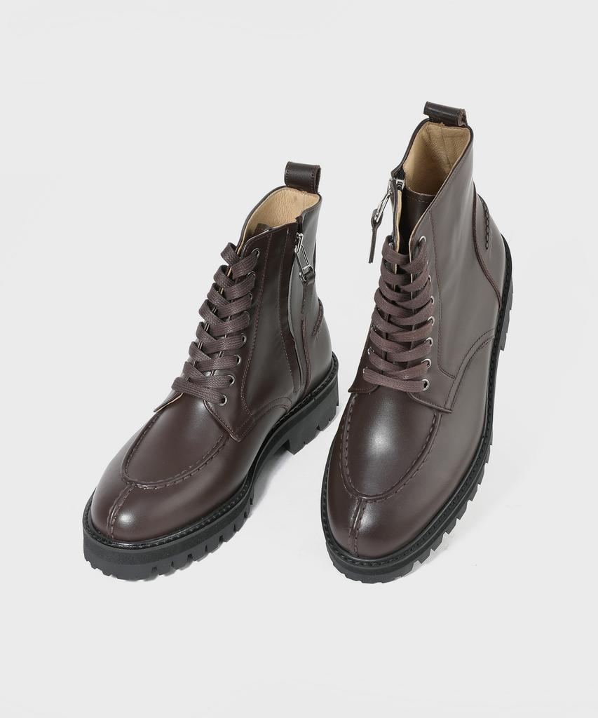 FIRENZE ATELIER [Vibram] Y-Tip Line Hidden Zipper Lace-Up Boots 7600 [Brown Fg]
