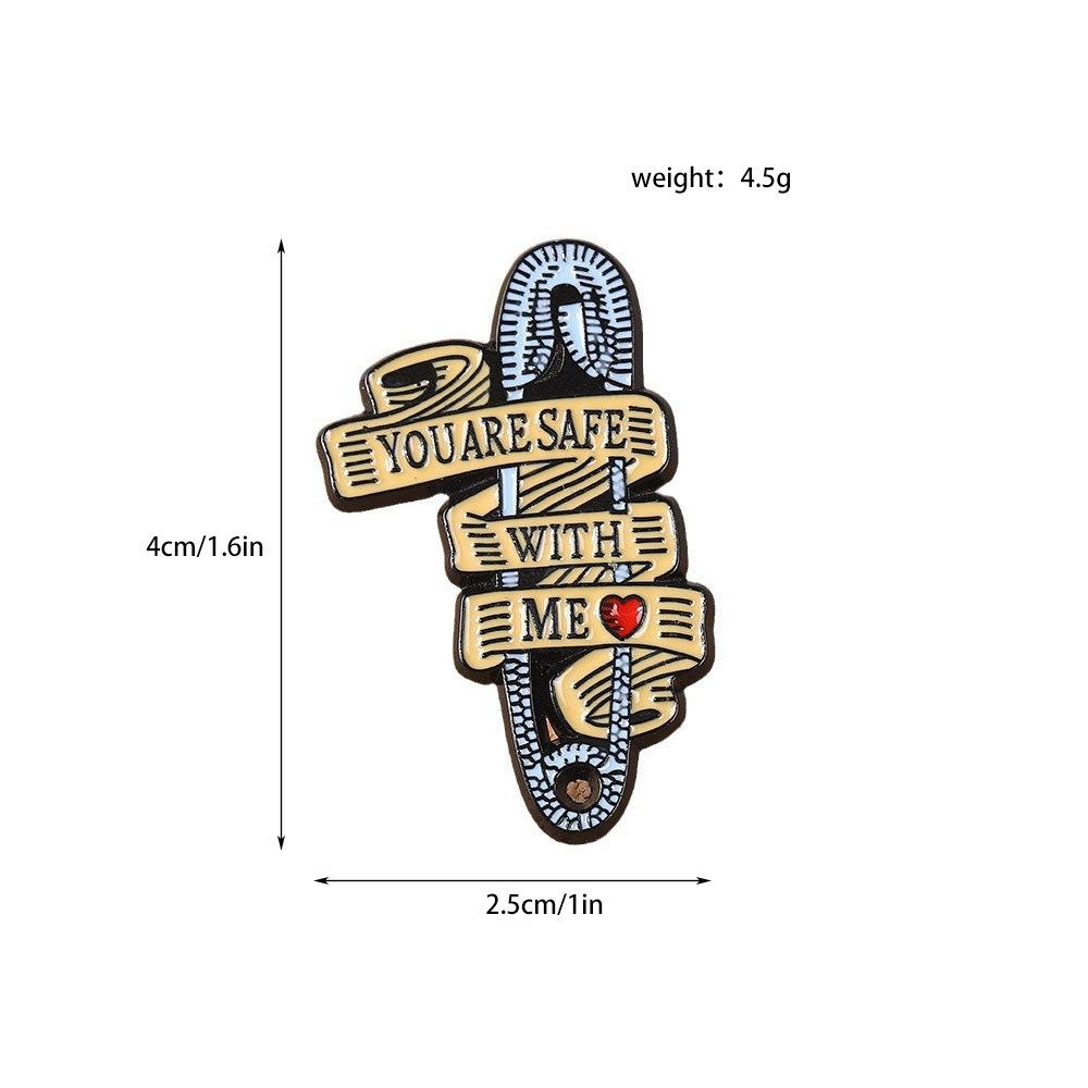 New metal English pin styling brooch creative geometric drip paint badge backpack decorative buckle