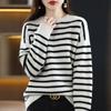 Round Neck Striped Pullover Sweater for Women Loose Lazy Knitted Top Autumn and Winter 2022 Fashionable Pullover Sweater Female
