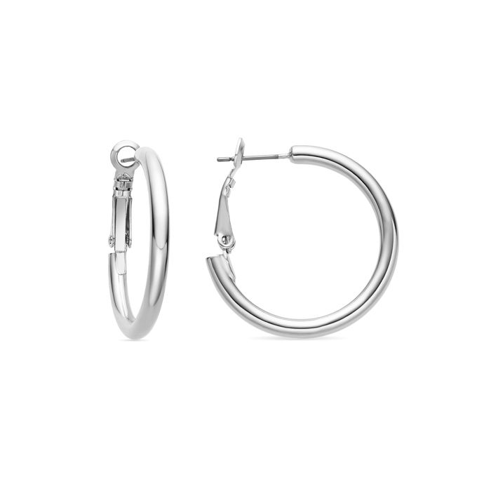 Boucles d'oreilles - LUXENTER - Sadro - Créole - Plaqué rhodium - Ø 30 mm