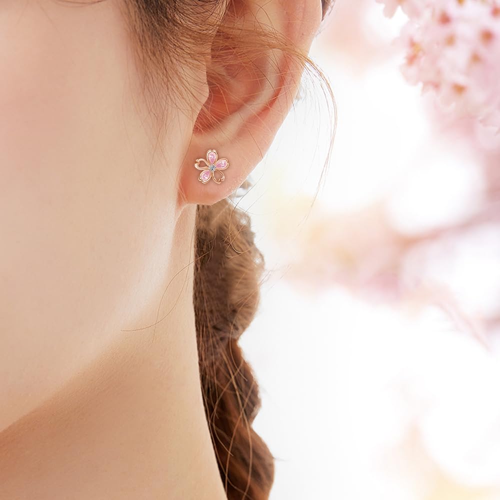 Naniwaai Earrings for Women Popular High Quality Zirconia Earrings Hypoallergenic Silver 925 Earrings 18K Brachila Plated Cute Flower Earrings Work