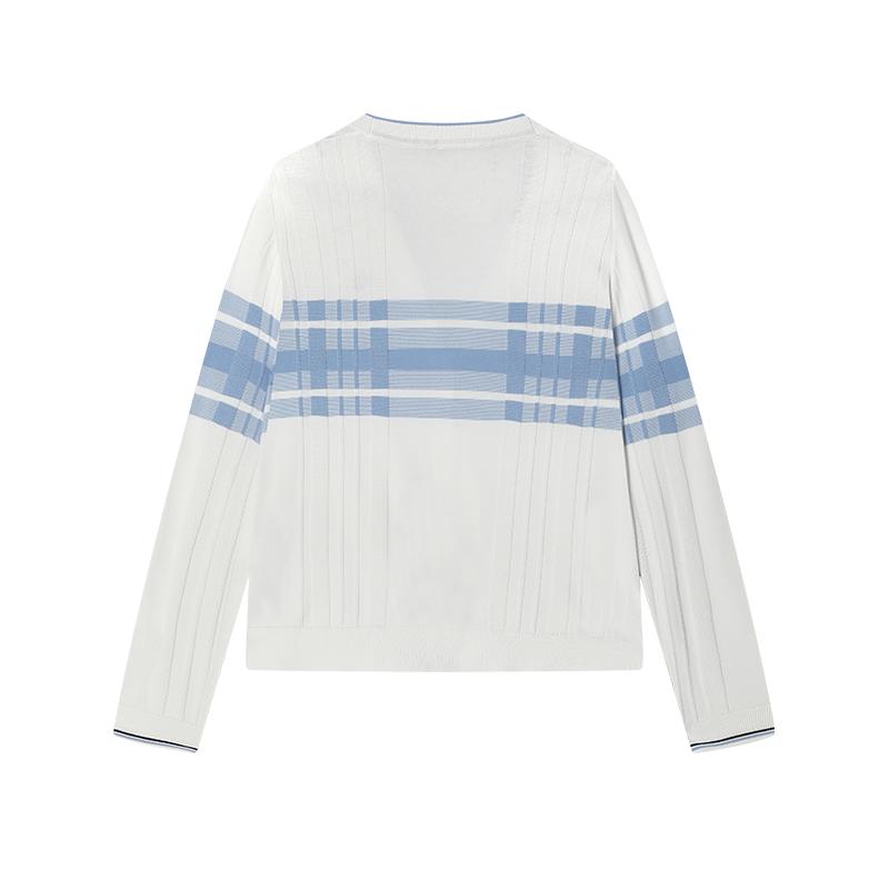 Fila Modern Heritage Series Elegant Texture Knitted Cardigan Women Cardigans Standard-White F11W421412FWT