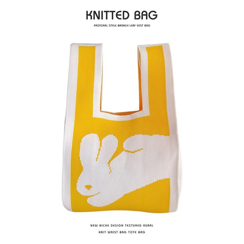 Вязаная сумка через плечо с кроликом, ручная сумка большой емкости с подарочной сумкой для рук