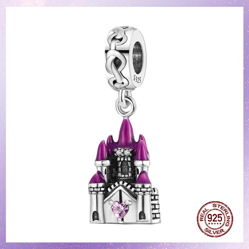 Фиолетовые Шармы Медный Fit Оригинальный Подвесной Браслет Бабочка Стекло Сердце Перо Клип Шарм Подвеска Светящаяся Бусина DIY Ювелирные Изделия