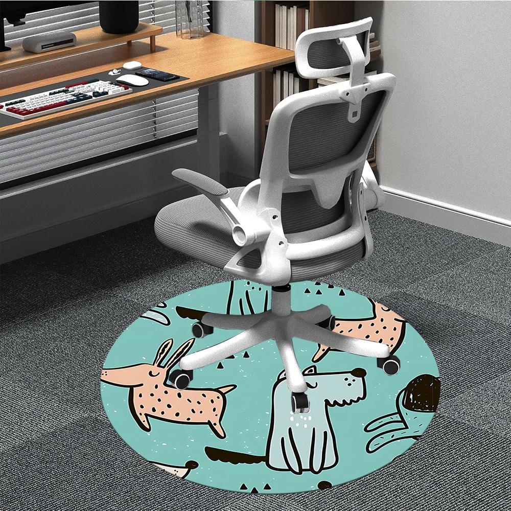 1pc Dogs, Forest Chair Carpet for Office, Non slip, Soft and Durable Office Rug for Interior Decoration