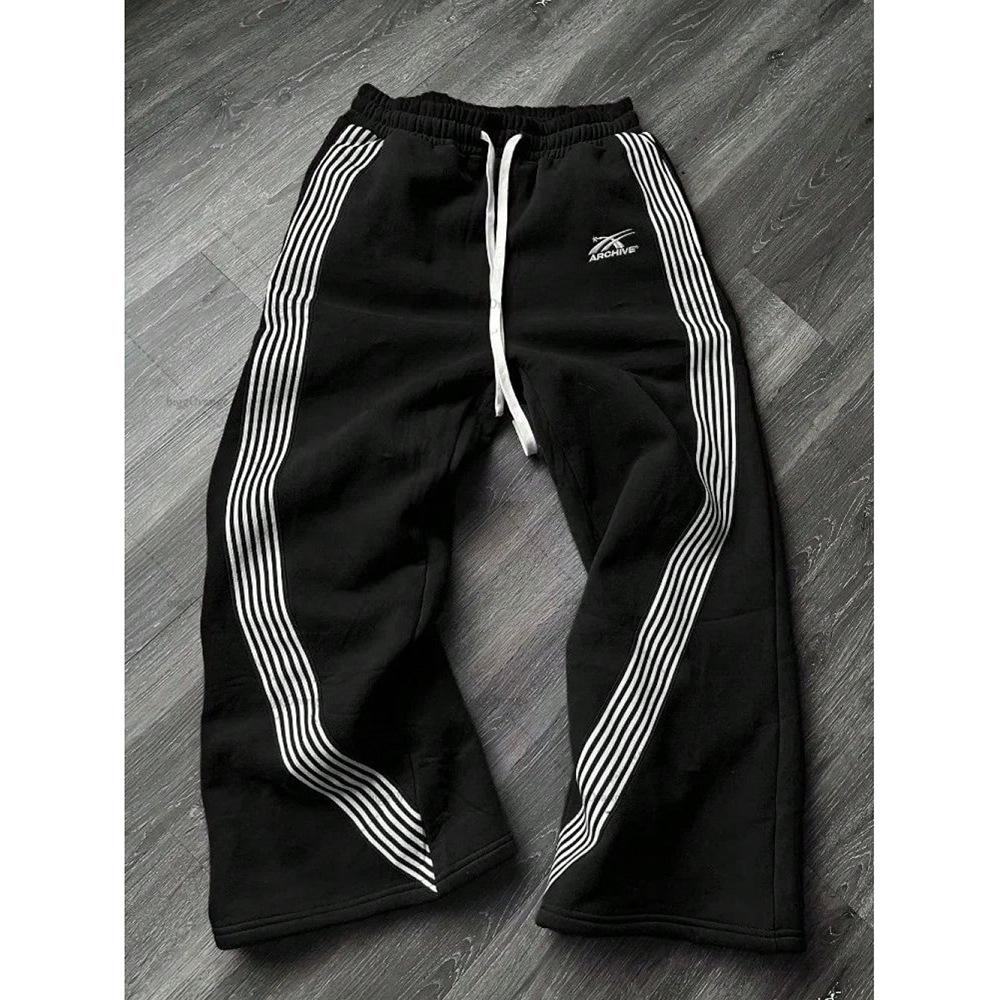 2025 Autumn/Winter Men's Striped Hip Hop Straight-Leg Casual Pants