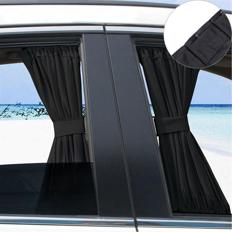 2pcs Car UV Protection Sun Shade Curtains Sides Window Visor Mesh Cover Shield
