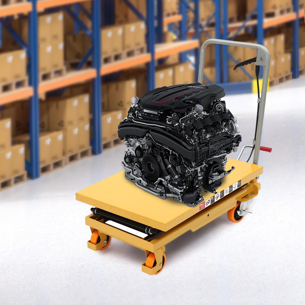 Гидравлический подъемный стол-тележка, 770 фунтов 51" Высота подъема с 4 колесами и нескользящей накладкой, для перемещения и транспортировки материалов