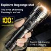 Rechargeable Zoomable Flashlight with Digital Power Display Waterproof LED Flashlight High Brightness Torch for Outdoor & Emergency Use