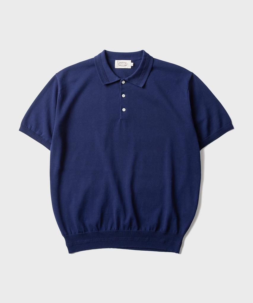 AMFEAST (Cotton 100%) Essential Polo Half Knit Navy