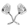 2pcs Motorcycle Chromed Rearview Mirrors 8mm 10mm Thread Skeleton Skull Hand  Handlebar Reflector