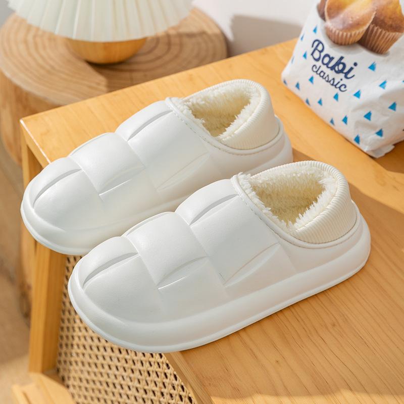 New Winter Home Waterproof Cotton Shoes for Women Men Warm Ankles Plush Cozy Slides Indoor Outdoor Soft Sole Wrap Heels Slippers
