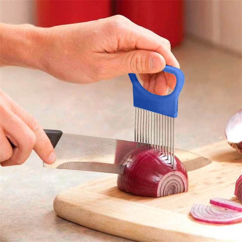 Stainless Steel Fork , Onion Vegetable Slicer, Kitchen Cutting Auxiliary Rack Cutting Tool, Convenient Fast Cutting Vegetables