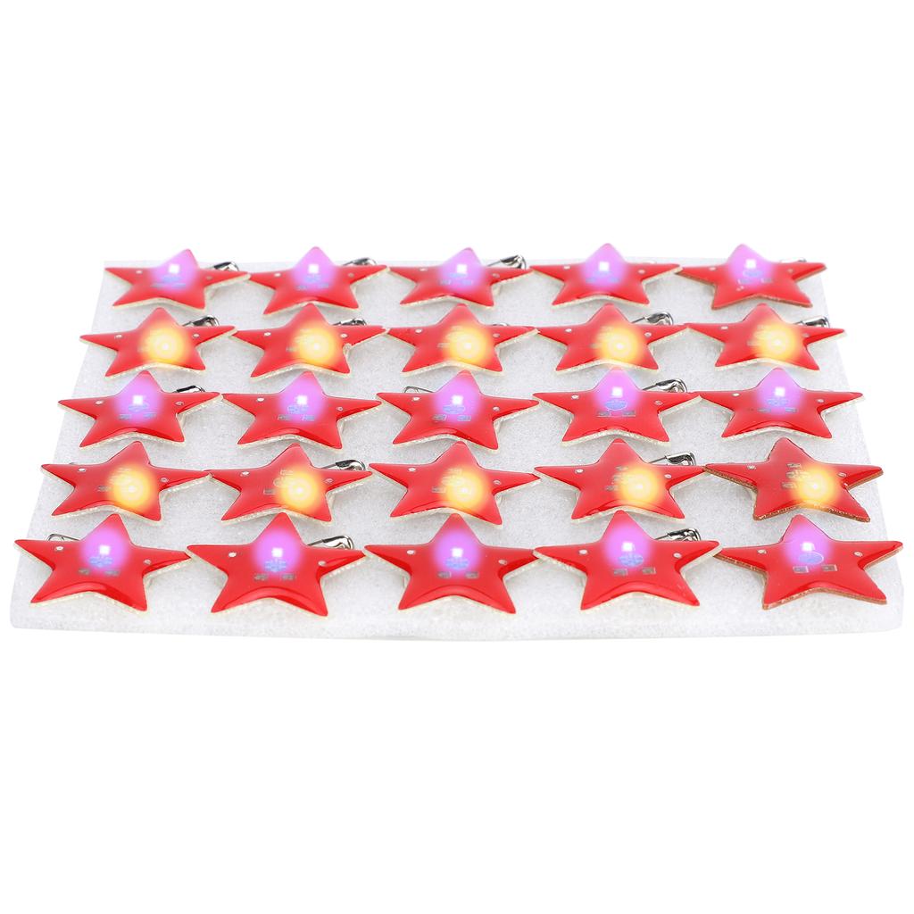 25Pcs FivePointed Star Shaped LED Brooch Christmas Pin Badge for Children Gift Party Favors