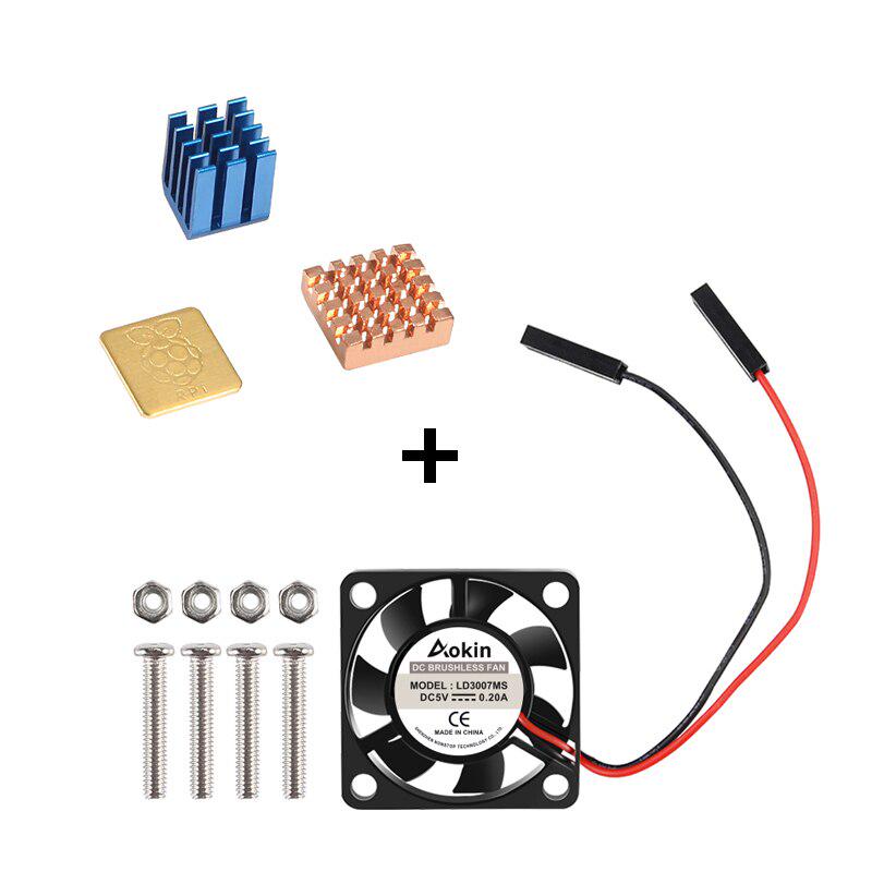 Aokin For Raspberry Pi Protective Case Abs Shell Cover with Mini Cooling Fan and Heat Sink