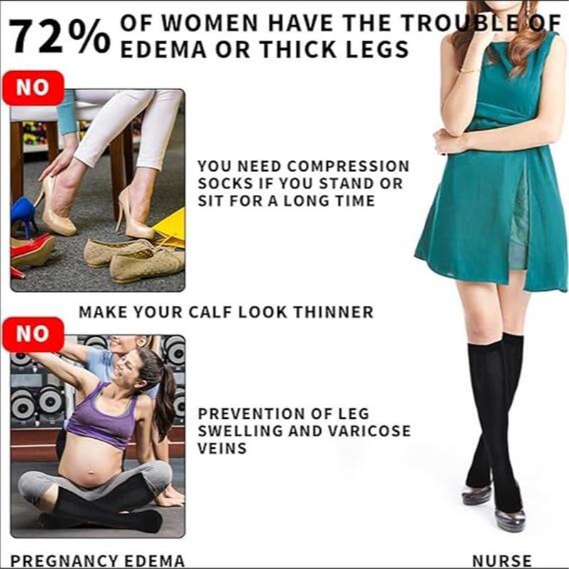 1 пара компрессионных носков для женщин, гольфы до колена 15–25 мм рт. ст. Компрессионные чулки для спорта, занятий спортом, диабета, варикозного расширения вен, путешествий, кормления грудью