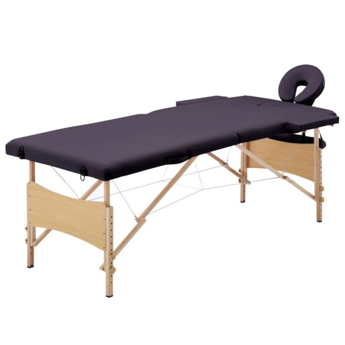 2-zone Foldable Massage Table Wood Purple
