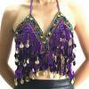 Nightclub Tassel Sequin Show Costumes Halter Bra Performance Top Belly Dance Bra