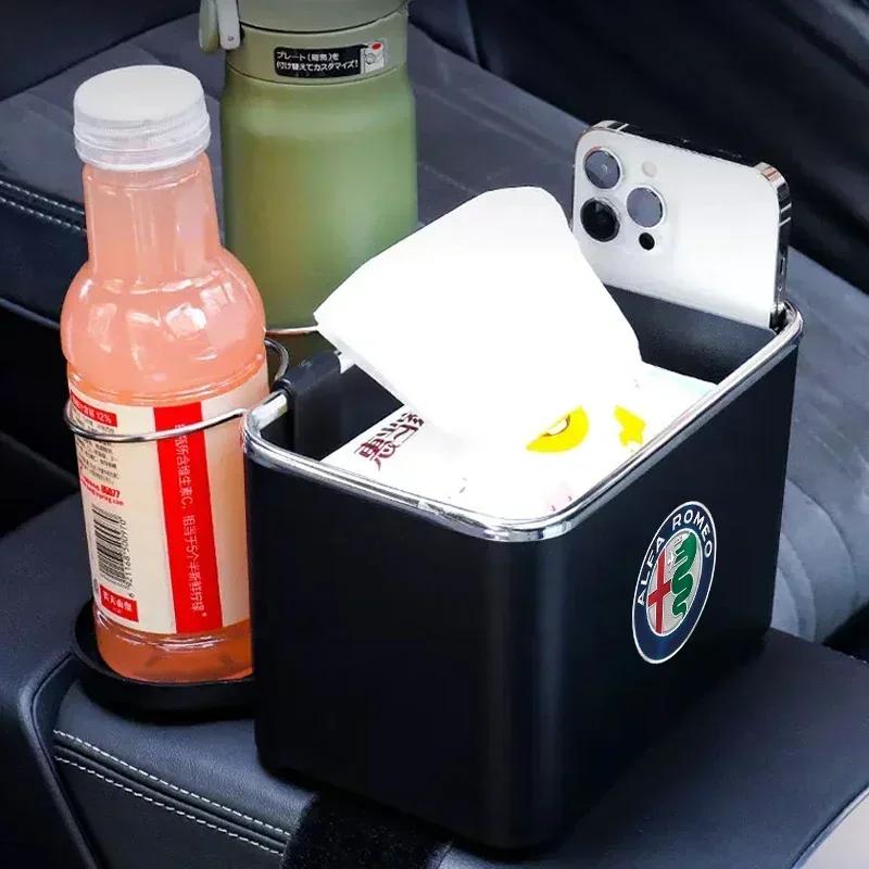 Car Armrest Storage Box with 2 Foldable Cup Holders For Alfa Romeo 159 147 156 166 Giulietta Giulia Mito Stelvio Brera SpiderNO0