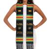 Black Satin Double Layer Tassel Graduation Stole with Logo for Coming-of-Age Ceremony
