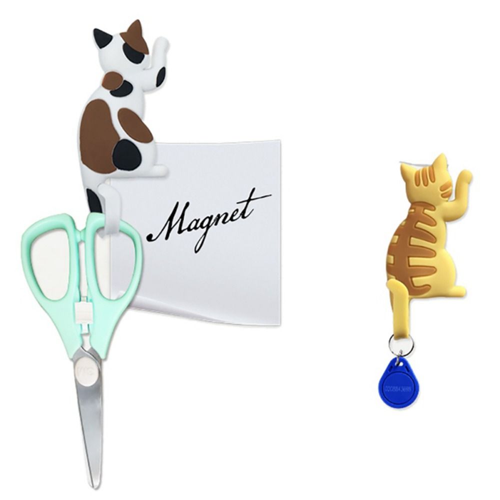 Multifunction Fashion Free Punching Easy To Install Home Decor Save Space Hook Fridge Magnet Cat Hook Refrigerator Sticke