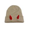 1PC Devil Trendy Warm Stretchy Knitted Playful Beanie Winter-Ready Hat Cold-Resistant Horn Soft-Knitted