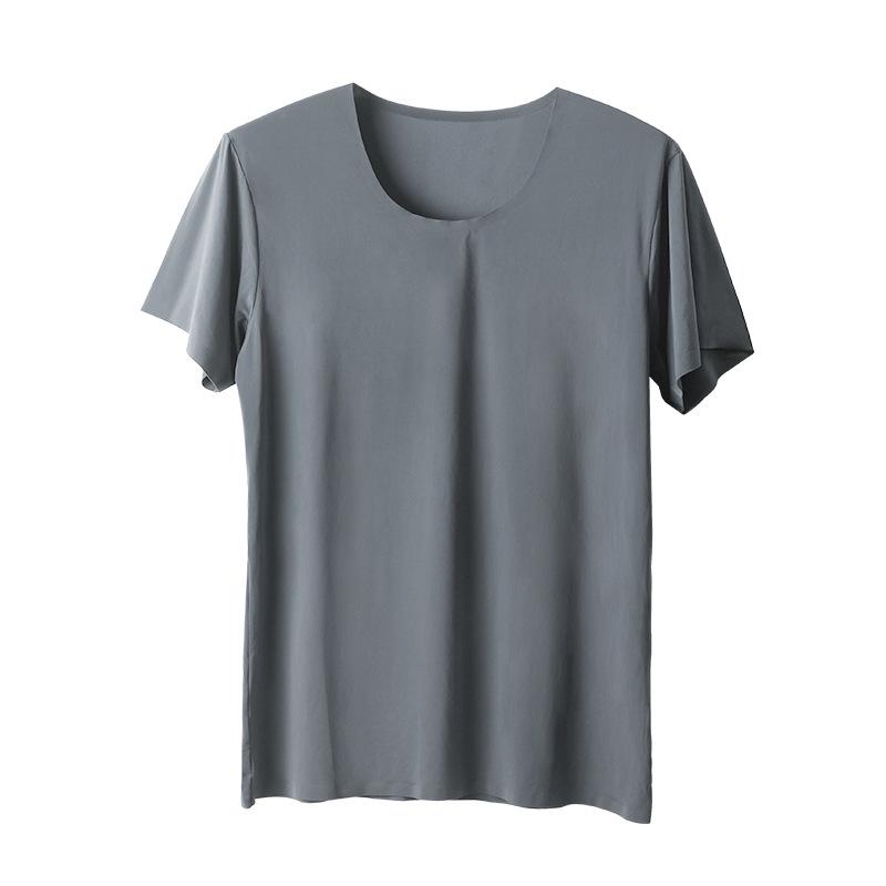 Мужская летняя бесшовная белая футболка с короткими рукавами из шелка Ice Silk