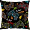 Green Game Controller Gamepad Throw Pillow Cover With Short Plush Print For Living Room Sofa Decoration Cushion Cover