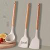 3-Piece Silicone Kitchen Utensil Set with Wooden Handles - Non-Stick and Heat Resistant