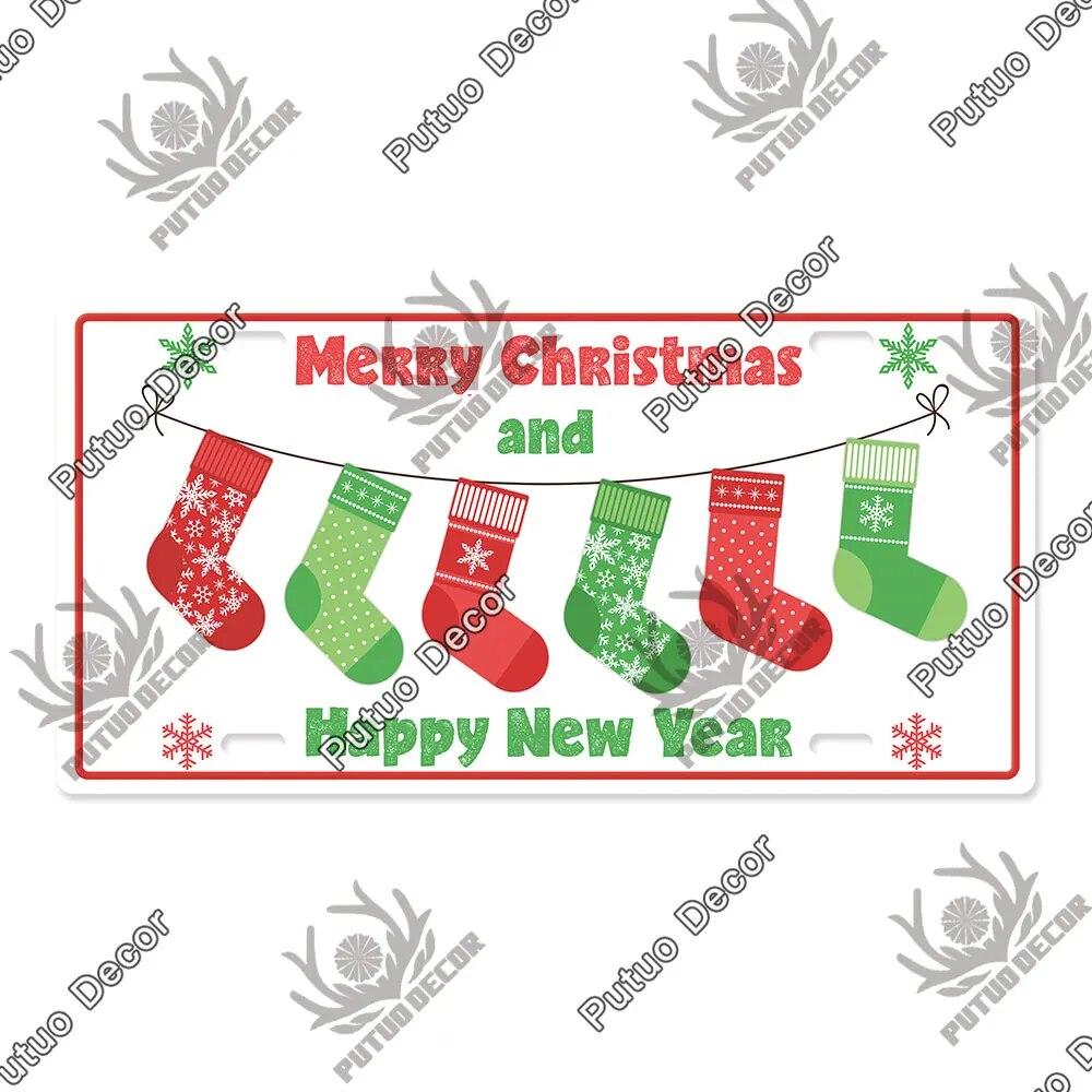 Putuo Декор с Рождеством номерной знак жестяная табличка металлический винтажный постер для домашнего бара новогодний подарок Navidad Настенный декор
