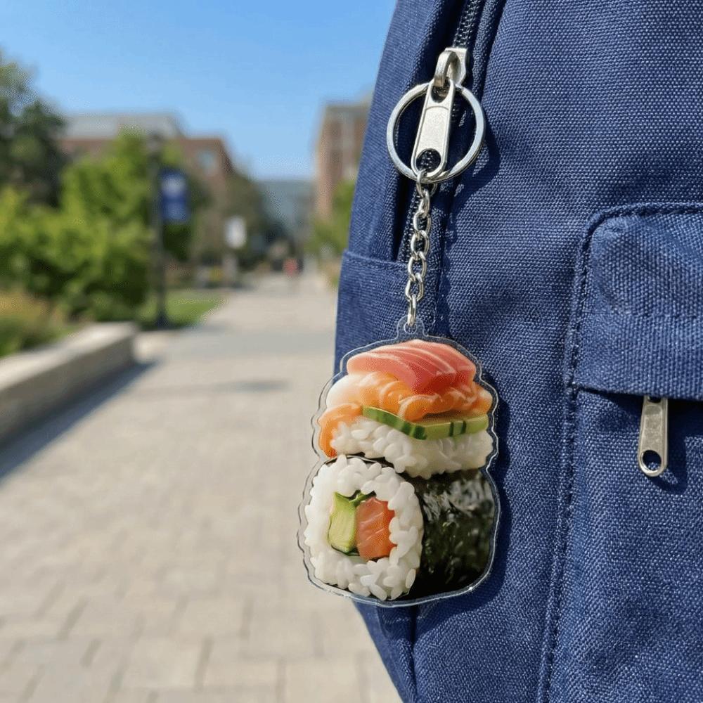 Cute Sushi Food Pendant Mini 2D Hanging Ornament Fashion Sushi Keychain for Friend