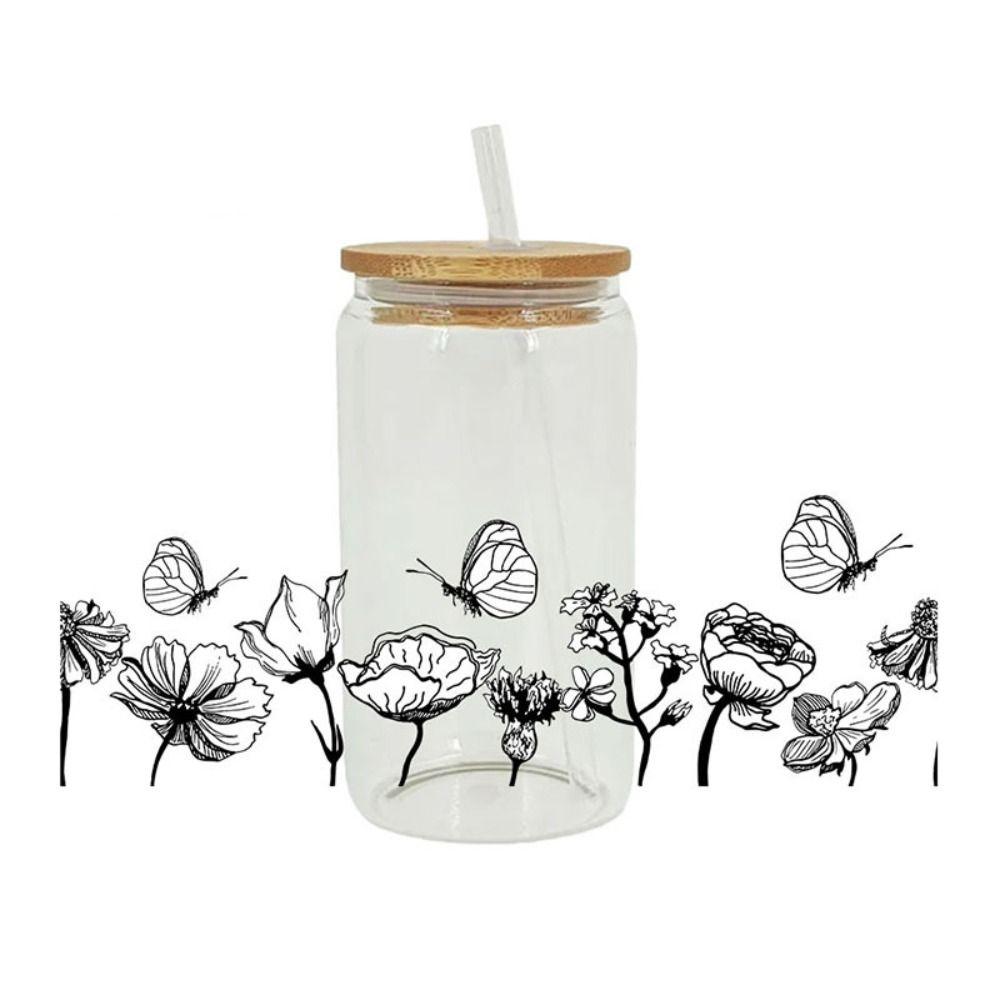 Водонепроницаемые обертывания для чашек 16 унций, натирающие наклейки для чашек, креативные 3D УФ-наклейки для переноса DTF