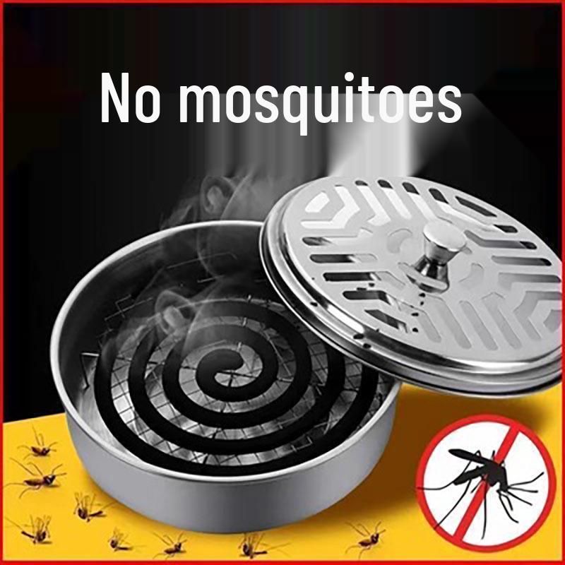 Stainless Steel Mosquito Coil Holder with Lid - Fireproof & Scald-Proof Incense Burner for Outdoors