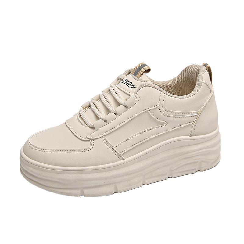 W3612 новая кожаная женская обувь 2025 осень белая обувь толстая подошва внутренняя высота увеличение модная повседневная обувь универсальные кеды