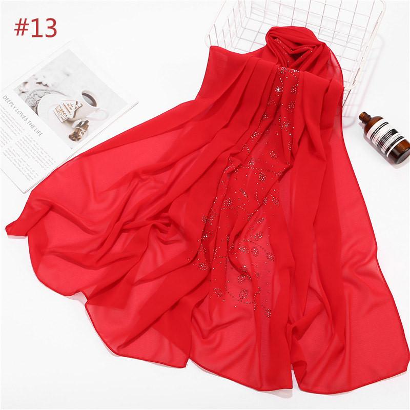 72*175cm Summer Muslim Women Chiffon Hijab Scarf Diamonds Glitter Femme Musulman Shawls Wrap Islamic Headscarf Malaysia Hijab