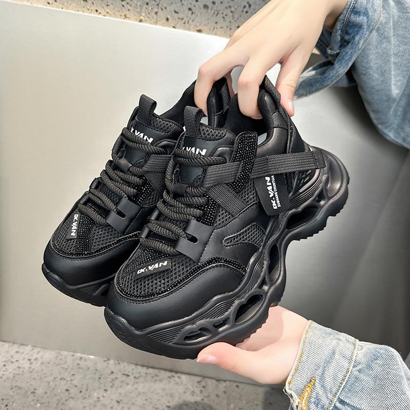 Дышащие кроссовки с сеткой и стразами, на толстой подошве, в стиле "dad shoes", новые, для спорта и отдыха, осень-зима
