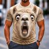 New Men's T-Shirt 3D Funny Surprised Animals Face Print  Pig Bunny Sheep Humorous Graphic Casual Short Sleeve Tops Y2K Clothing