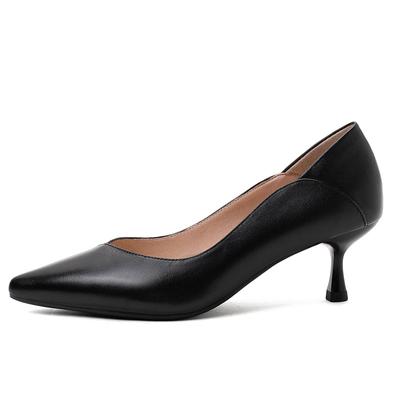 Мода 2024 года, черные кожаные туфли для офиса и офиса на высоком каблуке, женские туфли Мэри Джейн с подкладкой из овчины, туфли-лодочки