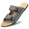 2025 Men Leather Beach Sandals and Slippers Men Beach Cross Cork Slippers Summer Solid Color Non-slip Leather Slide Shoe
