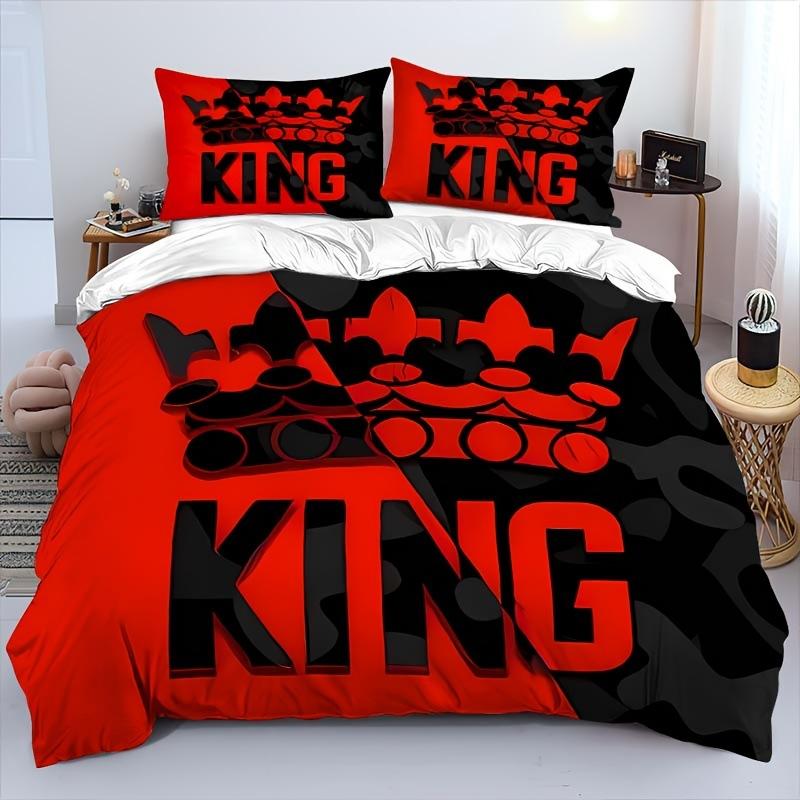 Пододеяльник Королевская Корона King Size Серый Черный Фон Принт Короны Комплект Покрывал для Одеяла 3 шт. Для Девочек Мальчиков Подростков Декор Спальни