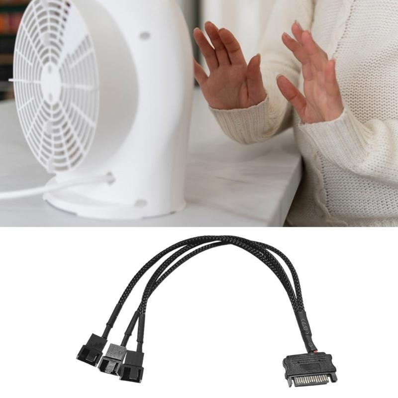 Cooling Fan Adapter Cable 15Pin to 4Pin 12V PC Case Fan Power Adapter Cable Connector for Computer Cooling Fan