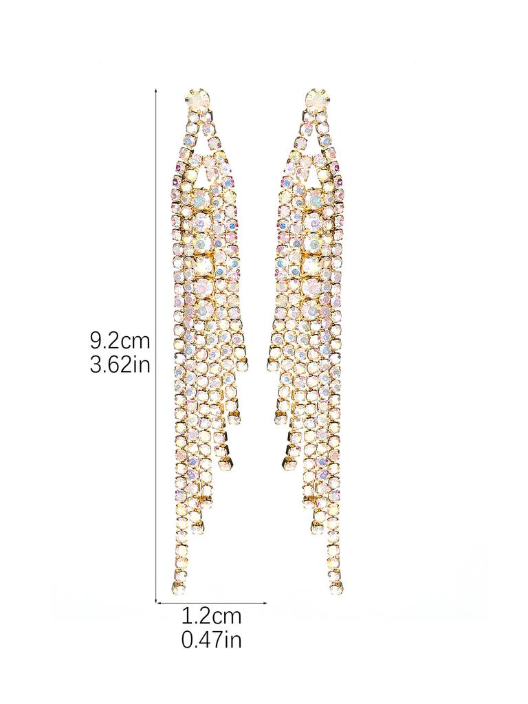 Senior Sense Of Luxury Super Flash Ab Rhinestone Long Tassel Earrings Female Fashion Temperament Earrings
