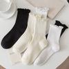 2 Pairs Ruffled Socks Women'S Lolita Cute Kawaii Stockings Girls Spring Black And White Mid-Calf Socks