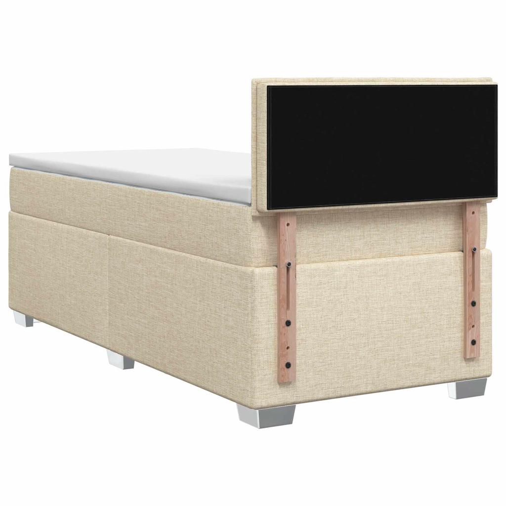 Box Spring Bed with Mattress and LED Cream 80 x 200 cm Fabric