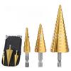 Titanium-Coated High-Speed Steel Step Drill Set (3-Piece) - 4-12mm/4-20mm/4-32mm Hex Shank