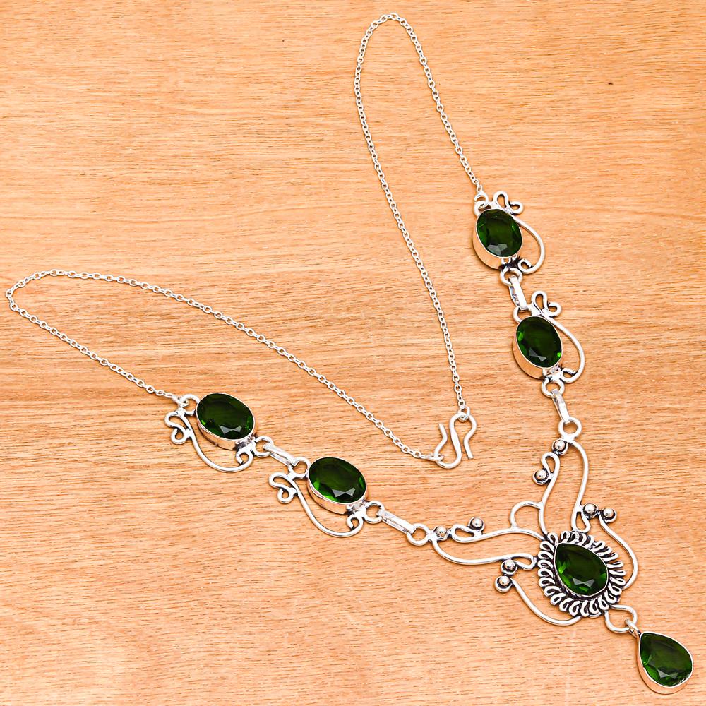 Emerald Quartz Gemstone Ethnic Jewelry Necklace Set 16-18''