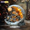 1pc Christmas Moon House Decorations For Home Ornaments Bohemian Moon House Acrylic Display Stand Kids Xmas Gift New Year